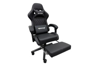 Picture of TURBO 360° Swivel Height-Adjustable Gaming Chair with Reclining Backrest, Lumbar Support & Footrest (Black) - with Logo