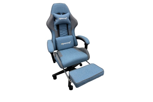 Picture of TURBO 360° Swivel Height-Adjustable Gaming Chair with Reclining Backrest, Lumbar Support & Footrest (Blue with Grey)
