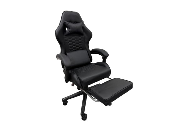 Picture of TURBO 360° Swivel Height-Adjustable Gaming Chair with Reclining Backrest, Lumbar Support & Footrest (Black) - without Logo