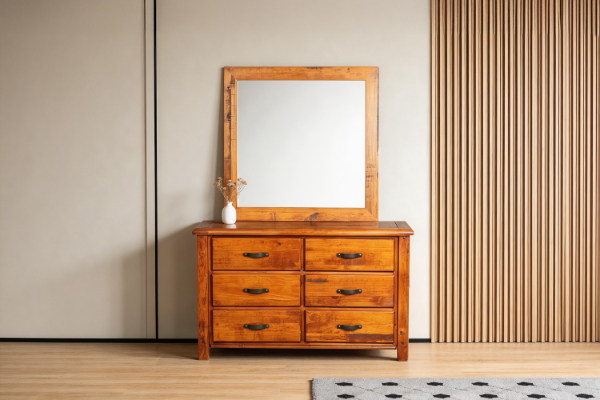 Picture of [FLOOR MODEL CLEARANCE]RIVERWOOD 6-Drawer Dresser with Mirror (Rustic Pine)