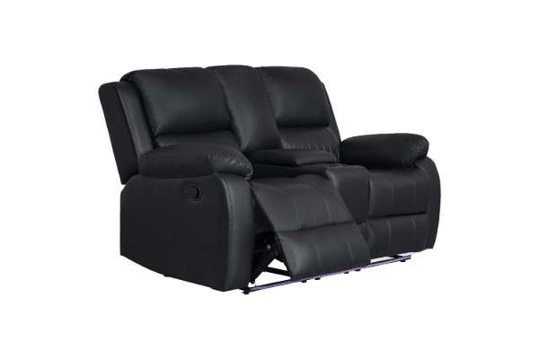 Picture of [FLOOR MODEL CLEARANCE]MARVIN Air Leather Manual Reclining Sofa Range (Black) - 2 Seat with Cup Holders and Storage (2RRC)