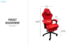 Picture of TURBO 360° Swivel Height-Adjustable Gaming Chair with Reclining Backrest, Lumbar Support & Footrest (Red)