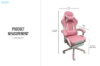 Picture of TURBO 360° Swivel Height-Adjustable Gaming Chair with Reclining Backrest, Lumbar Support & Footrest (Pink with Off White)