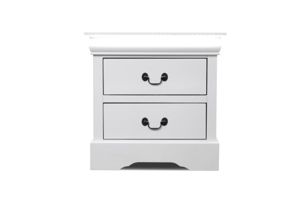 Picture of [FLOOR MODEL CLEARANCE]LOUIS 2-Drawer Hevea Wood Bedside Table with LED Lighting (White)