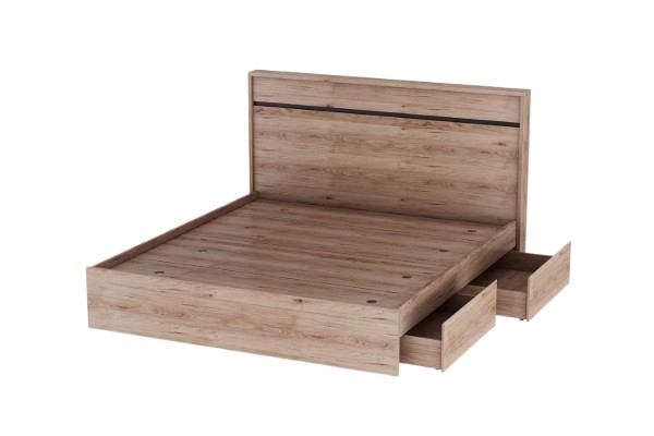 Picture of OAKFORD Bed Frame with Two Movable Storage Drawers - Super King Size