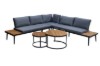 Picture of VERNON Solid Acacia Wood & Steel Frame Outdoor Corner Lounge Sofa Set with 2 Round Nesting Coffee Tables
