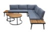 Picture of VERNON Solid Acacia Wood & Steel Frame Outdoor Corner Lounge Sofa Set with 2 Round Nesting Coffee Tables