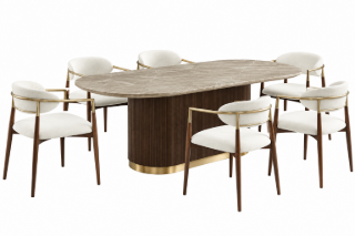 Picture of MARCO 241 Marble Top Dining Set - 7PC