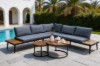Picture of VERNON Solid Acacia Wood & Steel Frame Outdoor Corner Lounge Sofa Set with 2 Round Nesting Coffee Tables