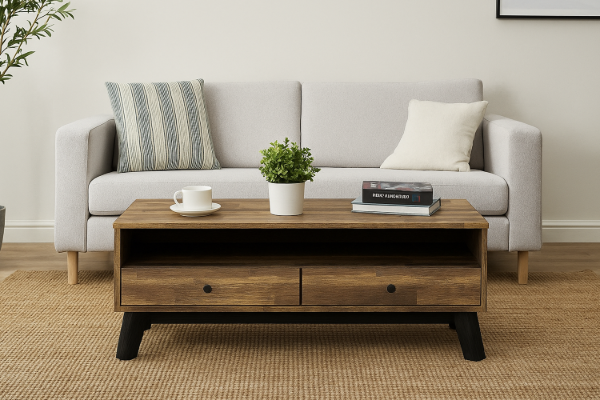 Picture of [FLOOR MODEL CLEARANCE]CALLA 2-Drawer Solid Acacia Wood Coffee Table