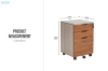 Picture of LUKAN 3-Drawer Mobile File Cabinet with Lock & Wheels (Oak & Walnut)