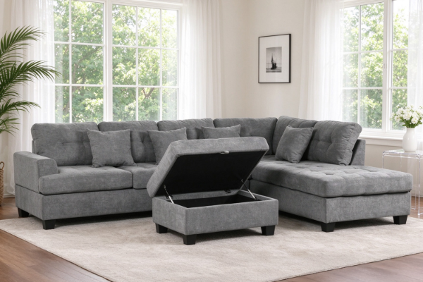 Picture of ROLLAND Reversible Sectional Sofa with Storage Ottoman