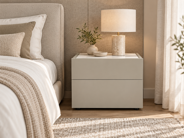 Picture of VELMONT 2-Drawer Sintered Stone Top Bedside Table