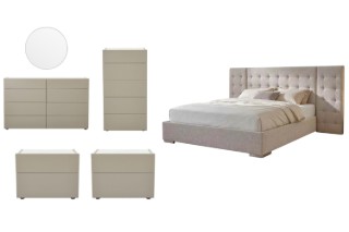 Picture of VELMONT Tall Wingback Upholstered Bedroom Set in Queen Size - 6PC