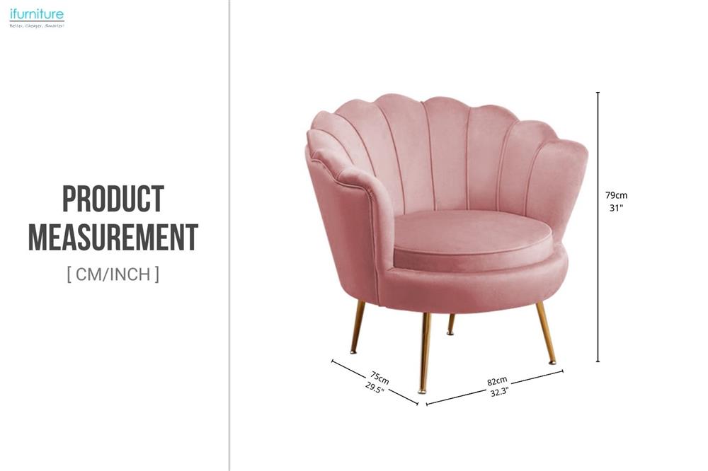 EVELYN Curved Flared Accent Velvet Chair (Pink)