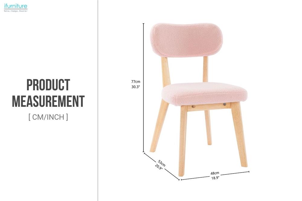 TALIA Teddy Fabric Dining Chair (Pink)