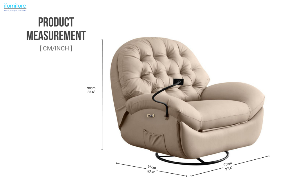BAVA 360° Swivel Power Recliner Lounge Chair with Mobile Holder