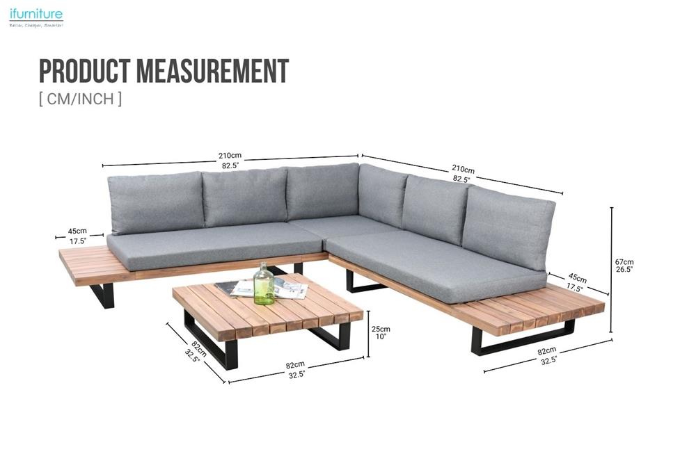 BASTON Aluminum Sectional Outdoor Lounge Sofa Set